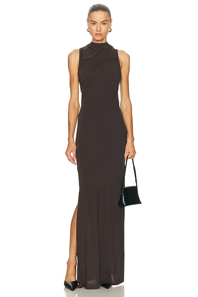 Helmut Lang Wind Maxi Dress in Dark Roast