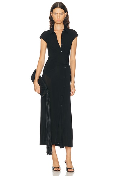 Helmut Lang Short Sleeve Twist Dress in Black