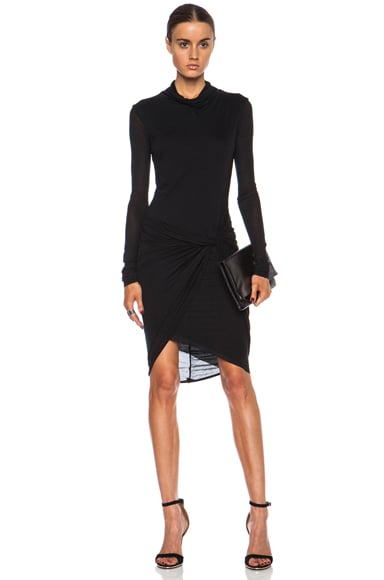 Helmut Lang Slack Jersey Twist Long Sleeve Dress in Black | FWRD