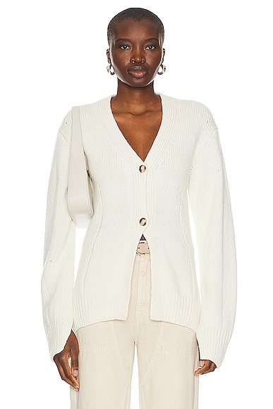 Helmut Lang Waisted Cardigan in Ivory