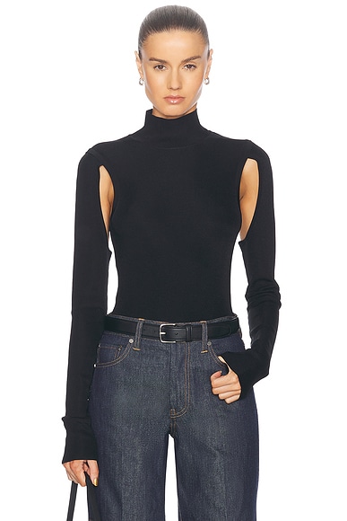 L AGENCE Easton One Shoulder Sweater in Black FWRD