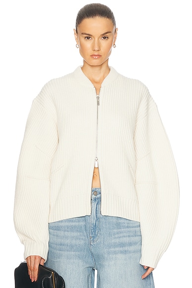 Helmut Lang Zip Up Cardigan in Ivory