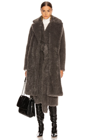 Shaggy Faux Fur Belted Coat