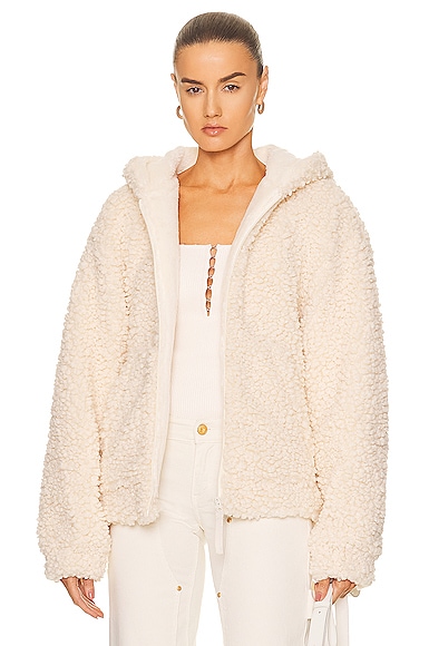 Helmut Lang Faux Shearling Jacket in Ivory