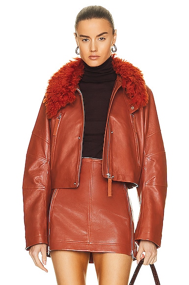 Helmut Lang Leather Astro Jacket in Rust