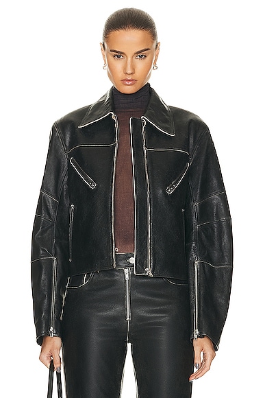 Helmut Lang Leather Biker Jacket in Black