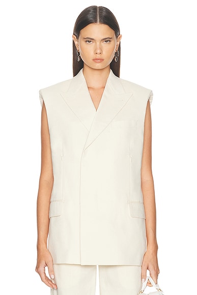 Helmut Lang Sleeveless Blazer in Summer Sand