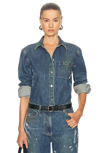 Blue saint denim shirt store