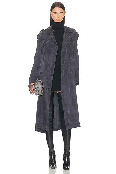 Helmut Lang Fluid Trench Coat in Indigo