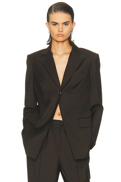 Helmut Lang Cut Away Blazer in Dark Chocolate