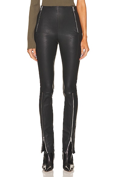 Helmut Lang Leather Zip Pant in Black