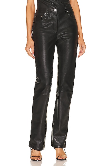 Helmut Lang Leather 5 Pocket Pant in Black