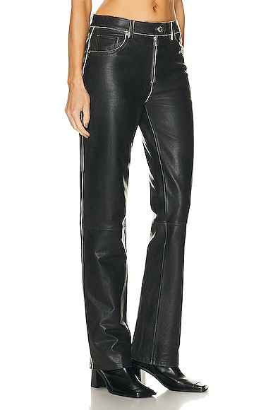 Shop Helmut Lang Leather 5 Pocket Vintage Pant In Black