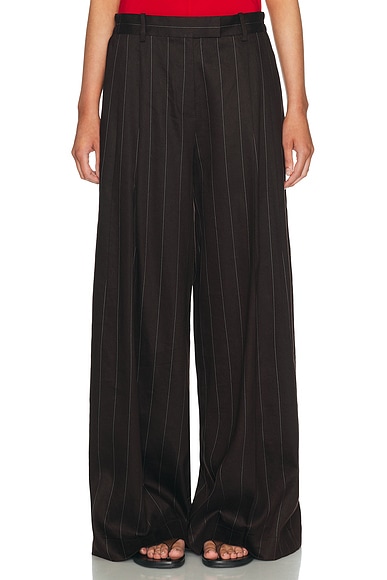 Helmut Lang Wide Leg Trouser in Brown Multi