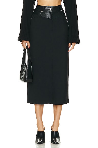 Helmut Lang Garter Midi Skirt in Black