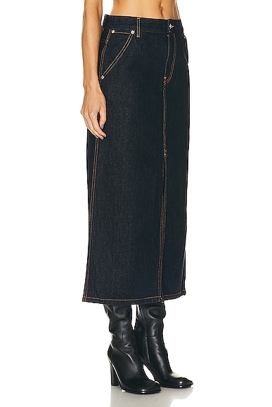 Shop Helmut Lang Slit Midi Skirt In Indigo Rinse