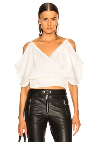 Helmut Lang Vanish Double Layer Poly Top in Optic White | FWRD