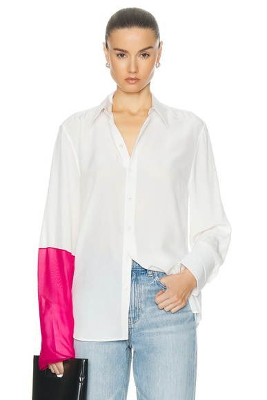 Shop Helmut Lang Combo Relax Shirt In White & Fuchsia