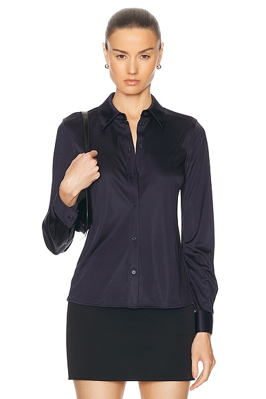 Helmut Lang Button Up Top in Navy