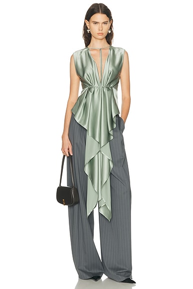 Helmut Lang Scarf Drape Top in Aqua Grey