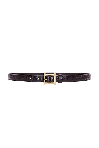 Helsa Logo Mini Waist Belt in Brown Croco