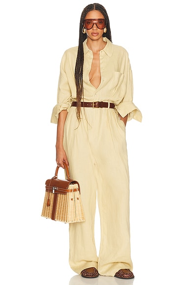 Paperbag Jumpsuit in Washed Linen
