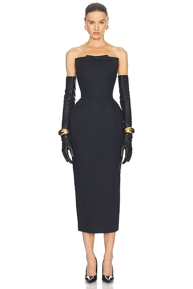 Helsa The S Curve Dress With Bow in Black