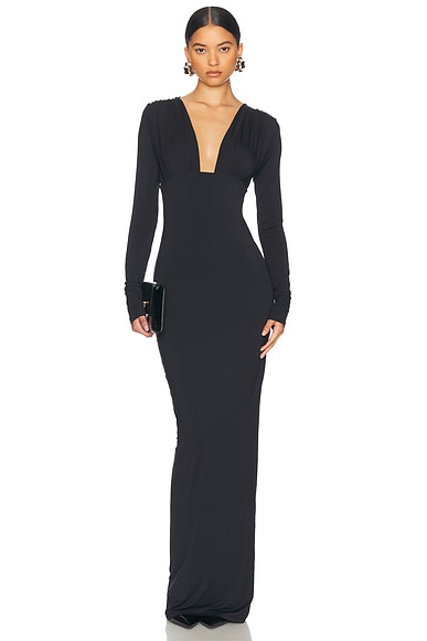 Jersey Deep V Maxi Dress