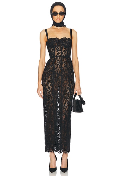 The Lace Column Dress in Black