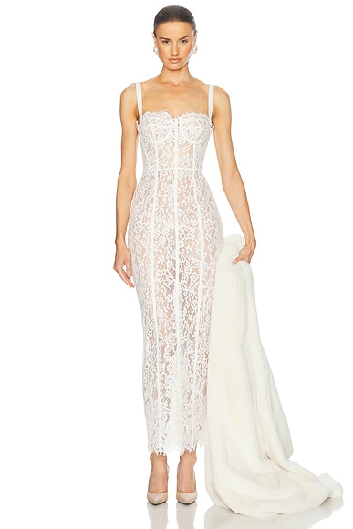 Helsa The Lace Column Dress in White