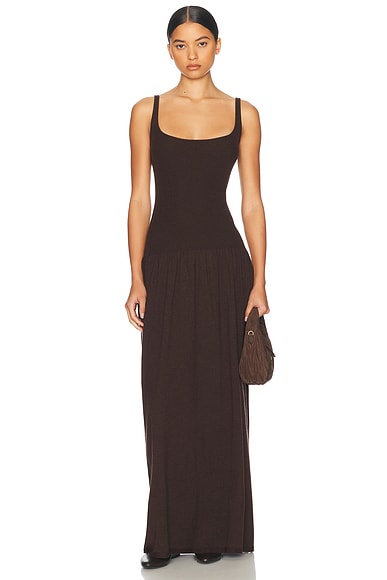 Helsa Maddison Maxi Knit Dress in Brown