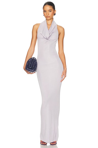 Helsa Aaliyah Maxi Knit Dress in Silver