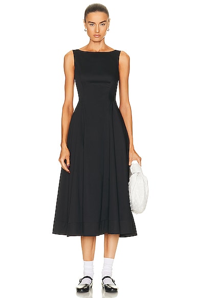 Stretch Cotton Sateen Midi Dress
