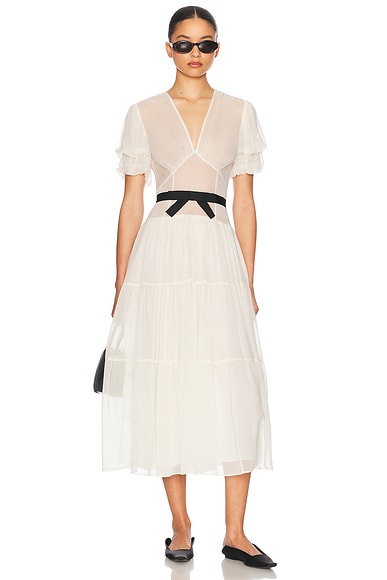 Helsa The Sasha Dress in Silk Chiffon in Vintage White