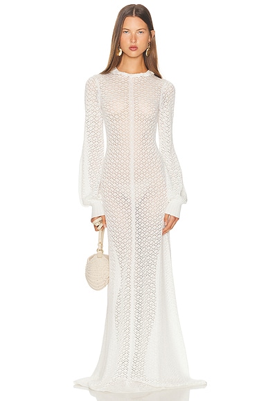 Helsa Angilique Ruffle Gown in Ivory