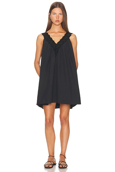 Mini Dress With Lace in Tech Poplin