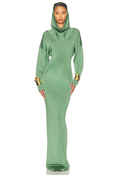 Helsa Emmalynn Cowl Shine Gown in Green