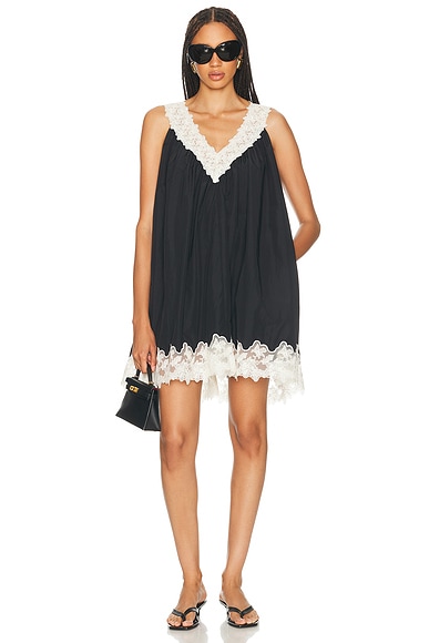 Mini Dress With Lace in Tech Poplin