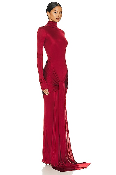 Shop Helsa Slinky Jersey Sarong Maxi Dress In Samba Red