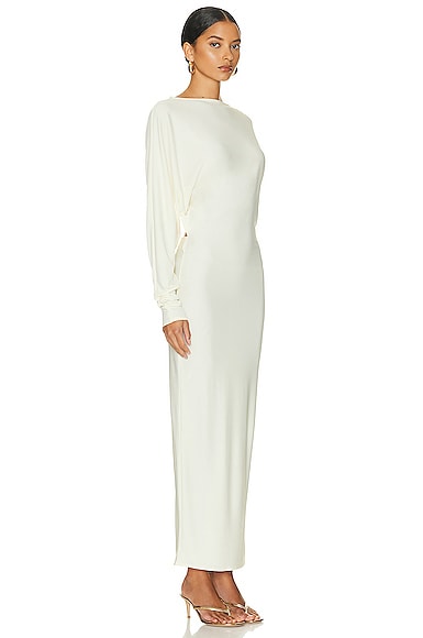 Shop Helsa Matte Jersey Open Back Dress In Ivory