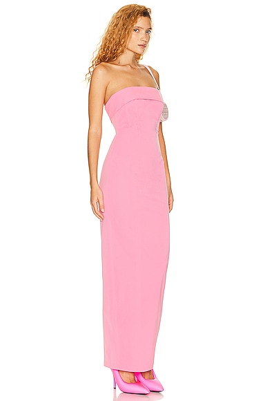 Shop Helsa Tech Gabardine Long Strapless Dress In Very Pink