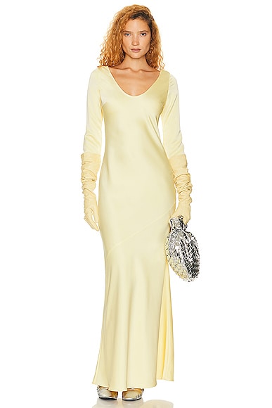 Shop Helsa Angelica Backless Maxi Dress In Pale Yellow