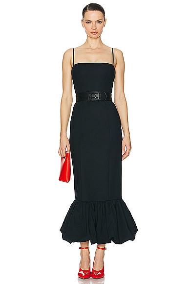 Shop Helsa Faille Midi Dress In Black