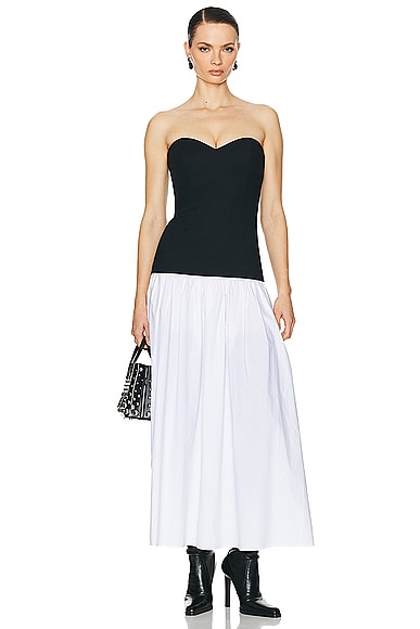 Helsa Faille Colorblock Midi Dress in Black & White