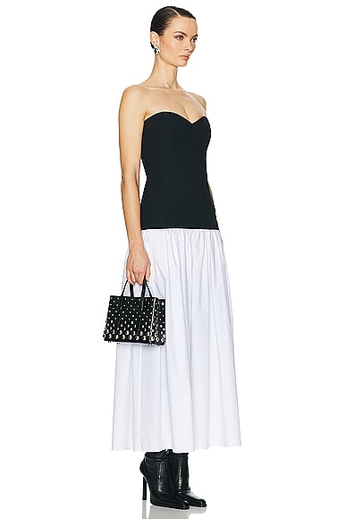 Shop Helsa Faille Colorblock Midi Dress In Black & White
