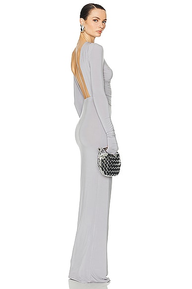 Shop Helsa Jersey Backless Maxi Dress In Dove Grey