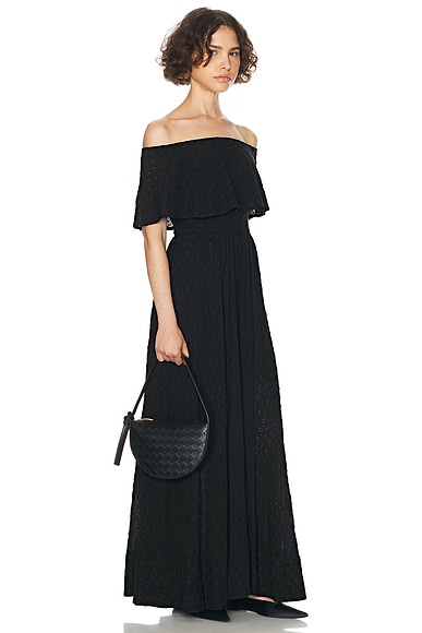 Petite Eyelet Garden Midi Dress in Black