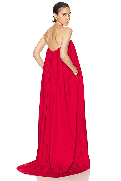 Helsa Crinkle Pleated Gown in Very Red