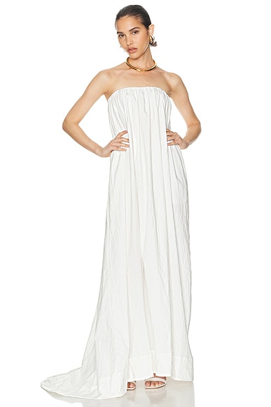 Helsa Crinkle Pleated Gown in White