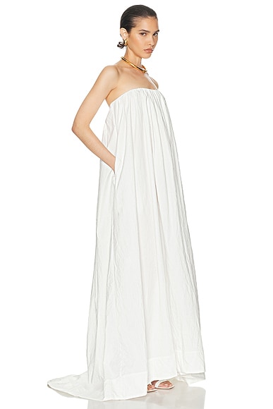 Helsa Crinkle Pleated Gown In White